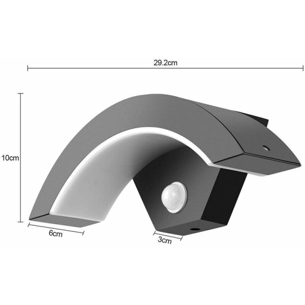 1 LED utomhusvägglampa med rörelsesensor, aluminium utomhuslampa
