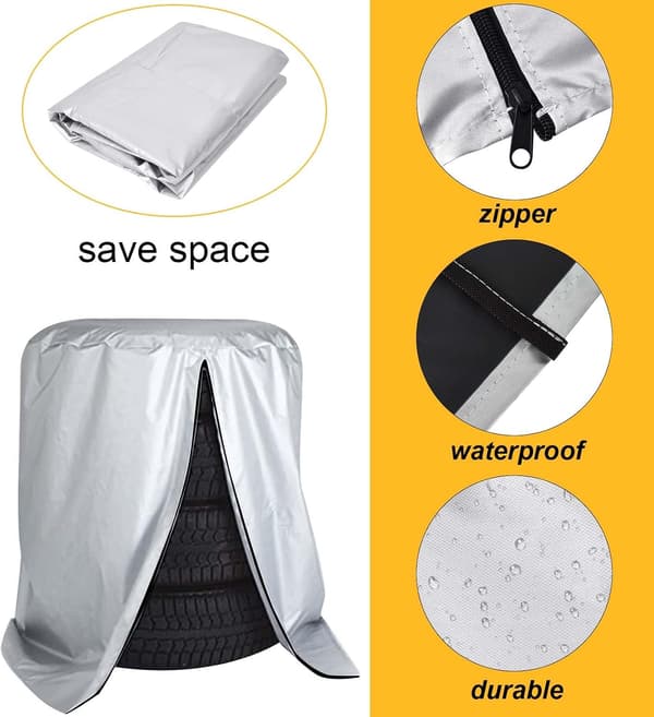 (Sort, Diameter 73cm x Højde 110cm) Universal Dækbeskytter til 4