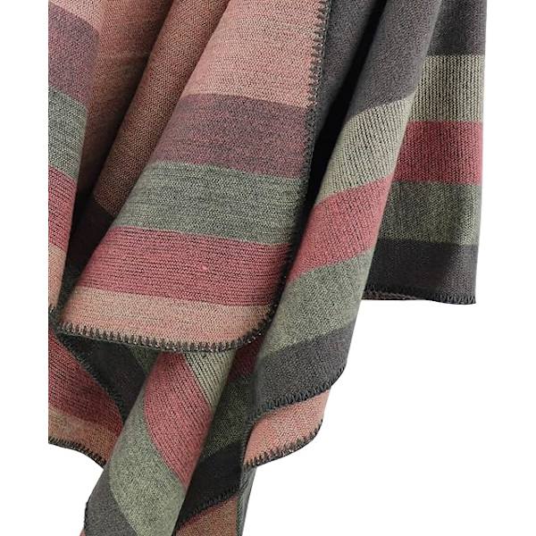 Poncho Sjal Kvinna Scarf Cape (Randig/Grå) Tjock Elegant Varm