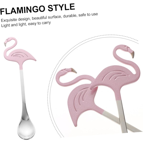 2 st Flamingo Omrörningssked Is Sked Köksked Metallsked Kaffesked Omrörningsskedar för Bar Blandningsskedar Stai