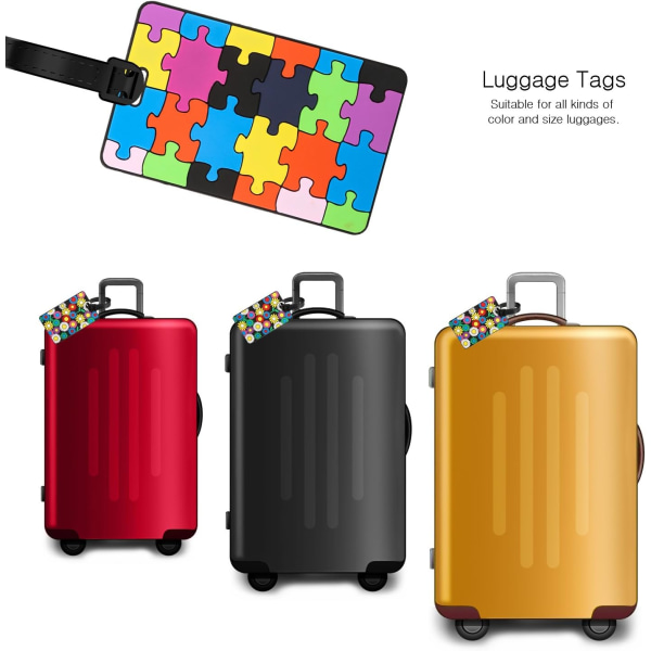 8 stycken bagagetaggar (flerfärgade), PVC-bagagetaggar