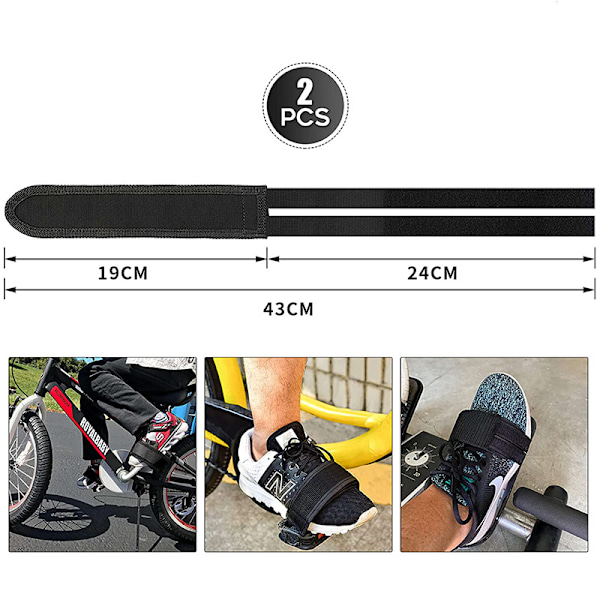 Cykel pedalrem | Sæt med 2 | Nylon cykel tåclips til fixie cykler / mountainbikes / hybridcykler / BMX cykler - Sort cykelkrog