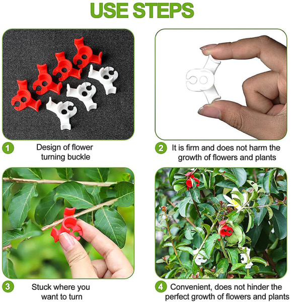 20 stykker planteklemmebøyer (hvit + rød) for blomsterrankegren