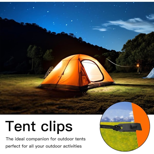 10 Sæt Multifunktionelle Presenningsclips Teltklemmer Presenningsclips med Sort Elastisk Snor til Presenninger Markiser Camping Campingvognsovertræk