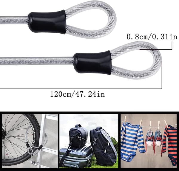 Säkerhetskabel Flätad Stålkabel Flexibel Lås Kabel Kabel Lås B