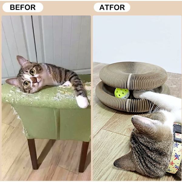 Kattklösbräda, Katt Leksaker med Klocka, 2 i 1 Vågig Katt S