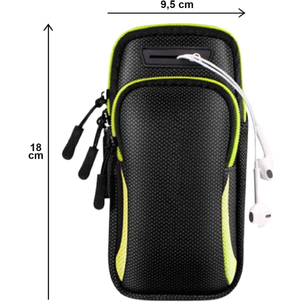 Sportsarmbånd til mobiltelefontaske (armbånd - grøn) Justerbar pou