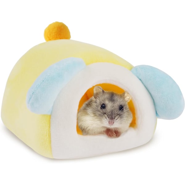 Marsvinseng Skjulested, Vaskbart Vintersovehus Bur Tilbehør for Smådyr Hamster, Piggsvin, Chipmunk, Undulat, Gul