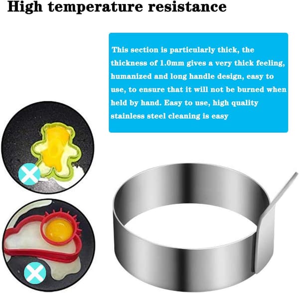 4 stk Rustfritt Omelettform Bakeform for Steking av Stekt Egg/Pa