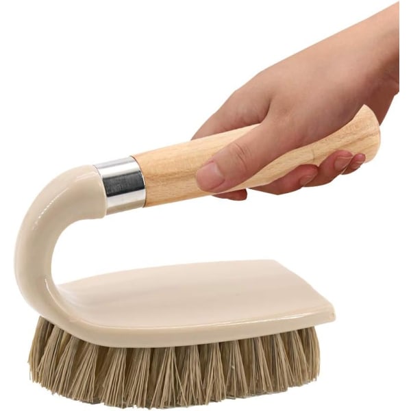 Scrubber Brush, Heavy Duty Wooden Cleaning Brush with Soft Non-Sl