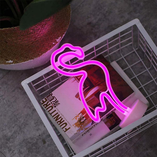 Flamingon neonikyltti yövalo paristoilla/USB-liitännällä - LED - sopii