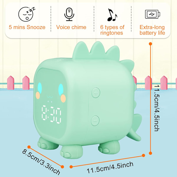 Barnens väckarklocka Luminous LED Digital Lampa Väckarklocka Nattlampa Flickor Pojkar Dag Natt Barn Justerbar Volym Snooze Väckarklocka USB Laddning