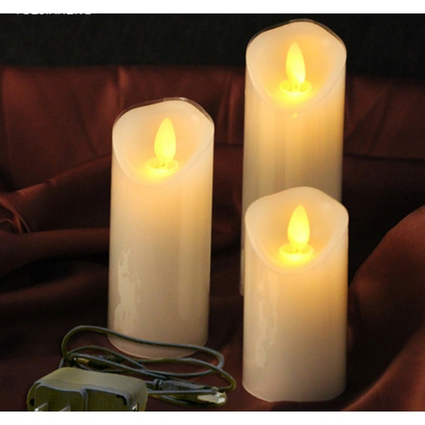 5 LED-kynttilän set (10, 12,5, 15, 18, 20 cm, norsunluu), liekettömät