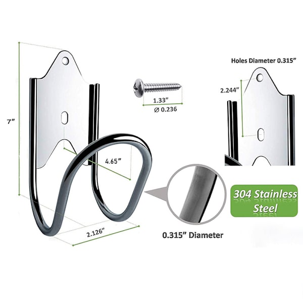 Hageslangeholder 2 stk, Hageslangeholder i rustfritt stål