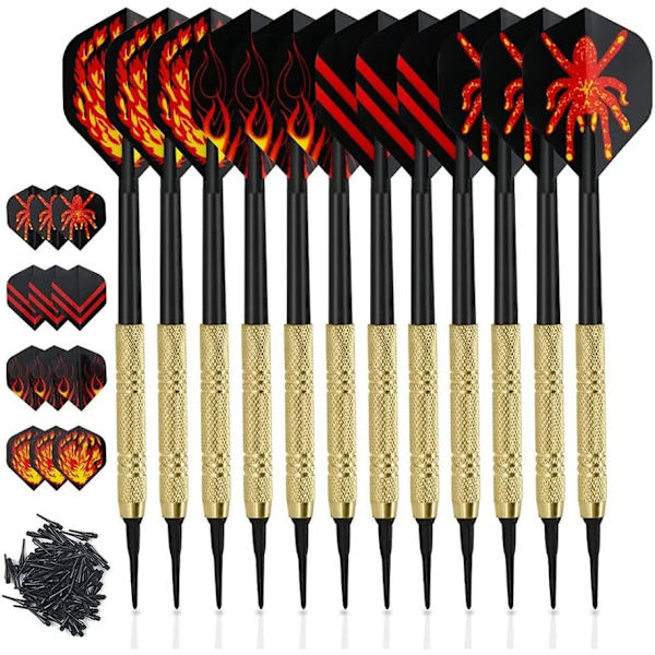 12 Stycken Professionella Mjuka Dartpilar med Plastspets 14 Gram, Sof