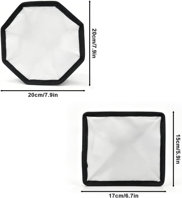 Blits Bounce Diffuser, 2-pakning Blitsdiffuser Lys Softbox 2-i-1 Blitsdiffuser, Sammenleggbar Stoffdiffuser Reflektor Enhet, Deksel Refleksjon