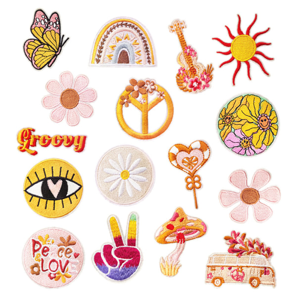 16 st Broderi Iron On Patches, Brodery Stickers Iron On Pat