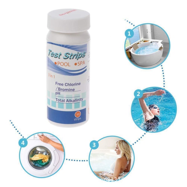 50 3-i-1 swimming pool varmt kildevand testpapir multifunktionel