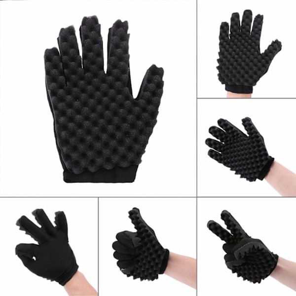 Magiska Lockiga Svamp Handskar - Lockigt Hårvåg Tutorial för Frisörer, Twistborste Stylingverktyg och Hårsborste