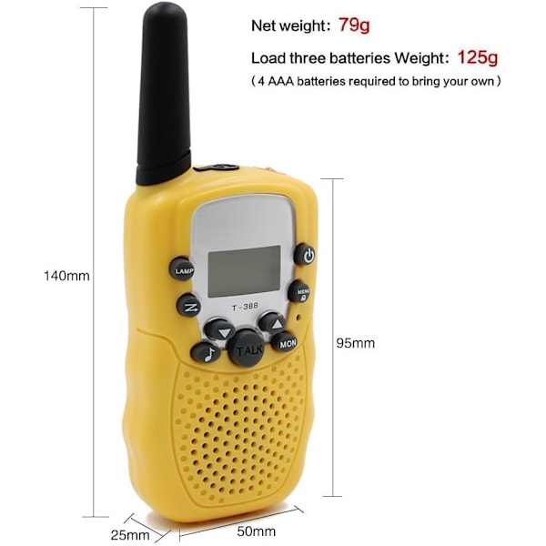 Børne Walkie Talkies Kanaler 2-Vejs Radio Intercom med Indbygget