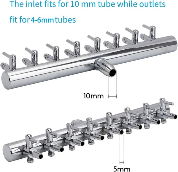 Akvarium Luftstrømskontroll (8-veis) Håndtaksventilfordeler Splitter