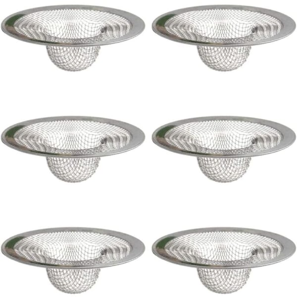 6 stk. Håndvaskfilter Φ7cm Rustfrit Stål Aftapningsfilter Filter til