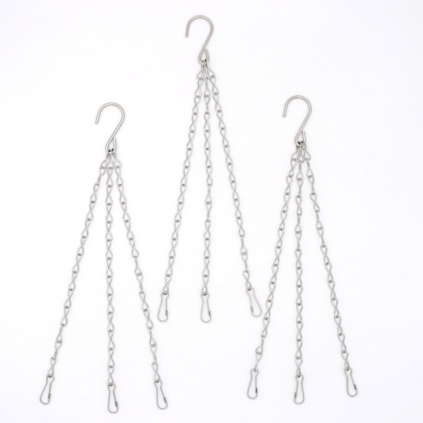 (3-Pack) Kraftiga silverfärgade hängkedjor med krokar - 40 cm växtupphängare för korgar, blomkrukor & utomhusdekor - Rostbeständig metallhängkorg