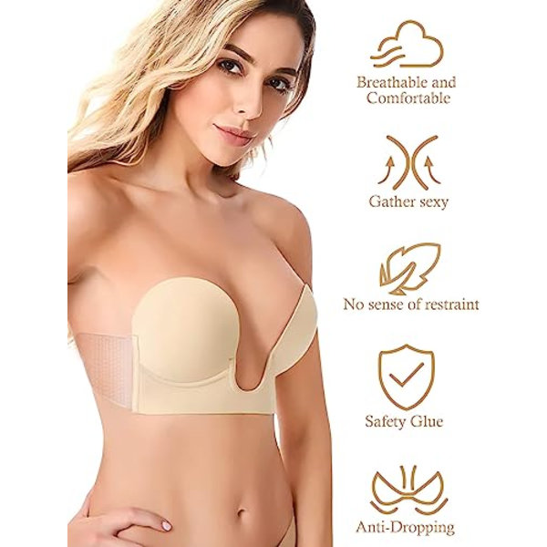 U-muotoiset rintaliivit (D) Tarttuvat Push Up Invisible Women -rintaliivit