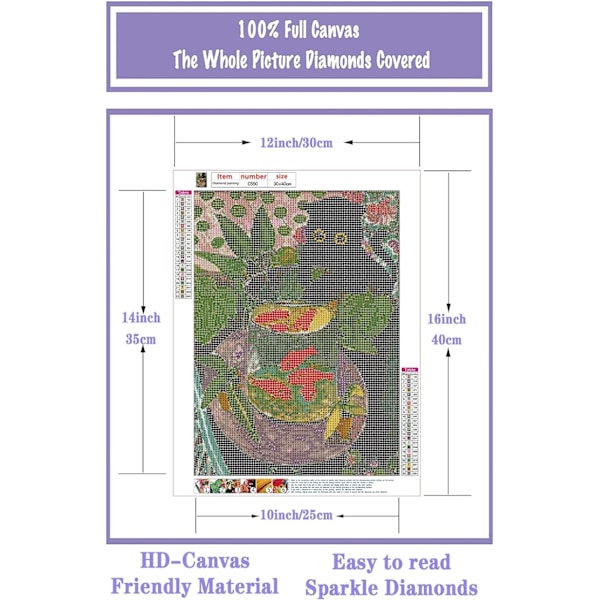 (12x16 tommer) 5D DIY diamantmalerisett for voksne, katter fisker etter gullfisk diamantmaleri full drill runde kunstperler