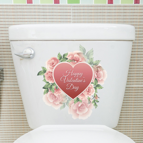 Ocean Love blomsterslogan toiletsædebetræk klistermærke, boligindretning wa