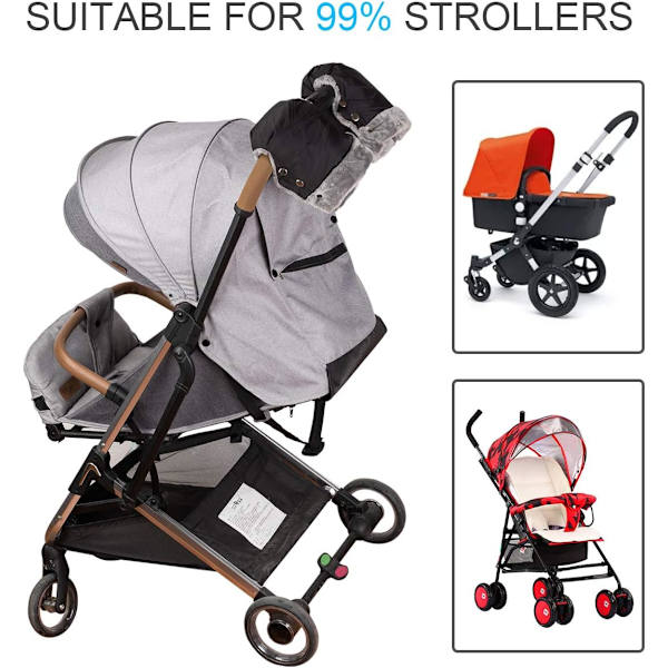 Vogn Hansker - Svarte Frostsikre Bomulls Baby Vogn Hansker, W