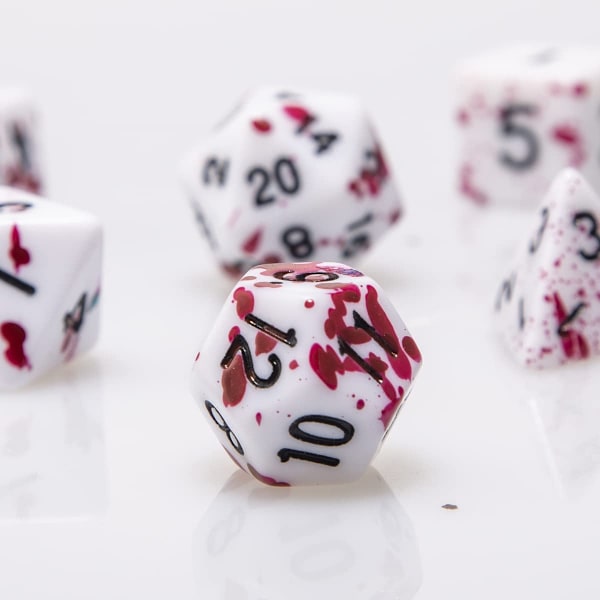 Ocean D&D(Fuchsia) Terningesæt med Uregelmæssige Blodrøde Prikker P