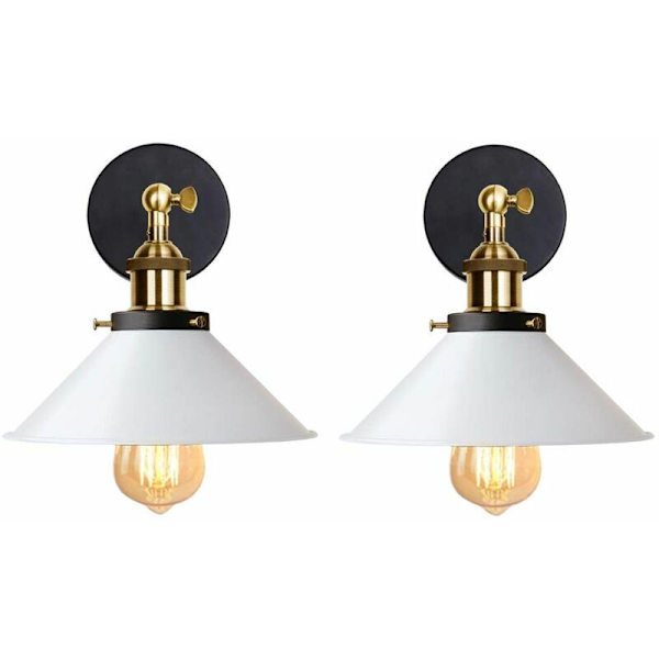 Sett med 2 - 22CM, Hvit Industriell Vegglampe Edison Stil Taklampe