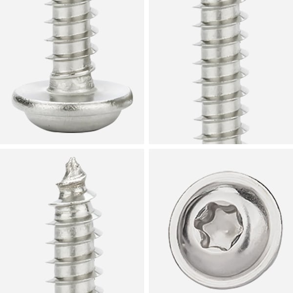 50 stk. selvborende skruer for metallplater M3x20mm, Torx selvborende skrue med skive rustfritt stål A2 V2A flatt kuppelhode treskruer høy hardhet