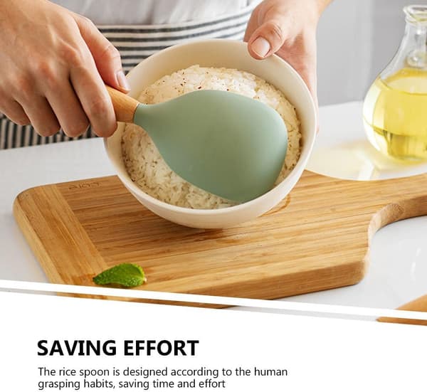 Silikon Ris Sked Köksredskap Matlagningsslev Trä Ris Paddel Ris Spatel Koreansk Ris Paddel Ris Serveringssked Skopa Återanvändbar Ris Sked Woo