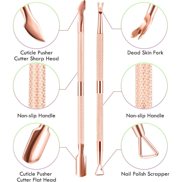 3-pack nagelbandsaxar - roséguld, nagelbandspusher