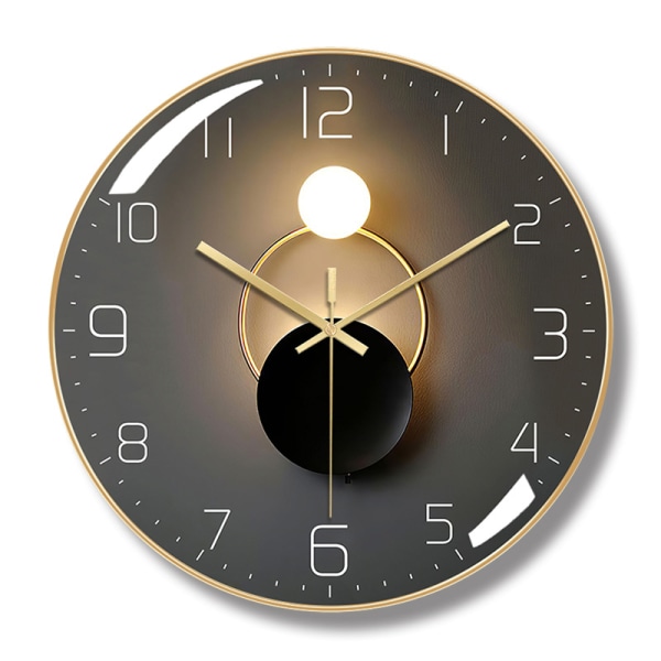 Modern Silent Wall Clock (guld), 30cm diameter väggklocka, rund