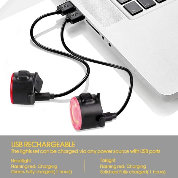 USB-oppladbart sykkellys, kraftig LED-forlykt med 4 lysstyrkemoduser