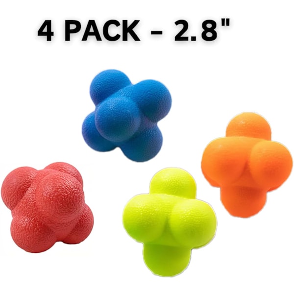 Reaktionsbollar 4-pack, 7,1 cm - Baseboll Handboll Reflex Träningsutrustning, Hand-öga-koordination, Snabb Reflex Tränare för Agility Spel och Garde