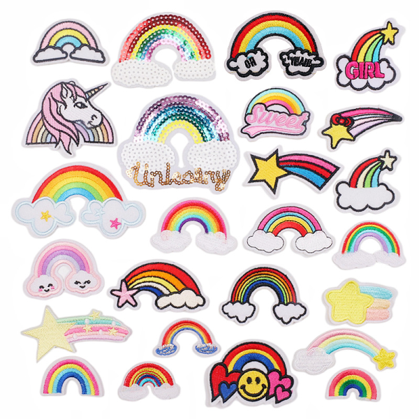 25 kpl Rainbow Cloud Embroidery Decal Patch Tikkaus/silitys Embl