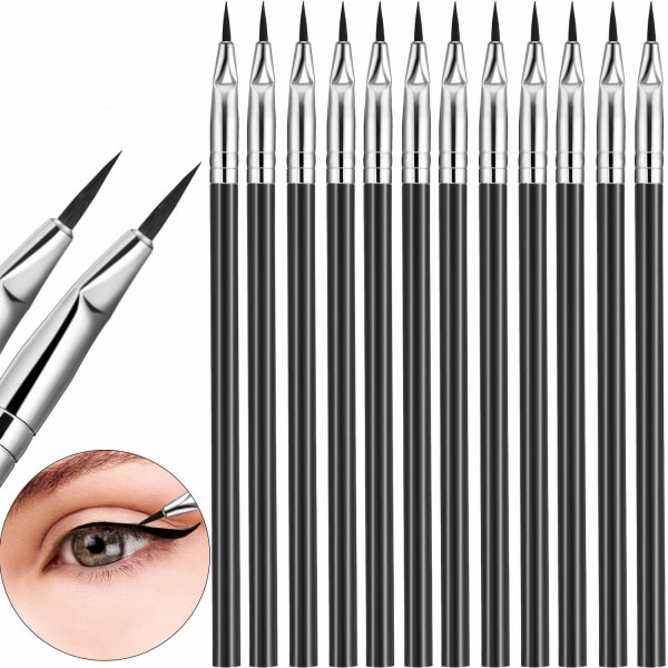 12 stycken Angled Eyeliner Brush Tint Brush Gel Flytande tunn makeup
