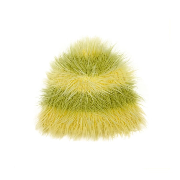 Tykstribet plys hue - grøn, design nichemønster uld Bea