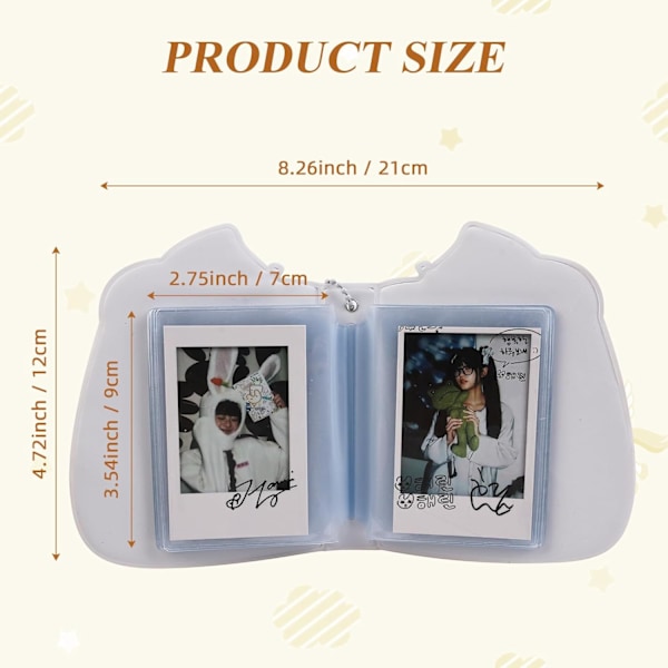 Lille Fotoalbum 2x3 Tommer Sød Kpop Fotokort Binder med Vedhæng Mini Fotoalbum Fotokortholder, Kompatibel med Fujifilm Instax Polaroid Film,