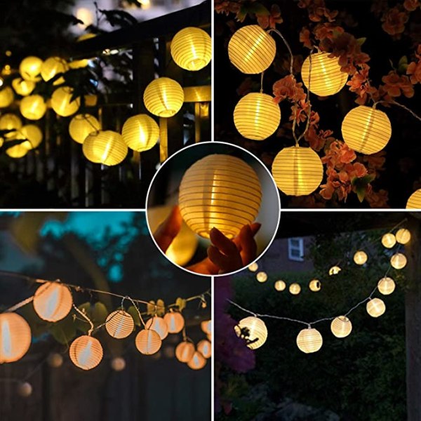 Solcellelys Utendørs - 7m - 50 LED Lanterner - Vanntette -