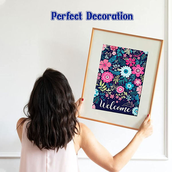 Fleurs Diamantmålning Kit för Nybörjare,Fleurs Diamantkonst Kit 30x40cm(Välkommen),5D DIY Diamantmålning Kit Blommor Konst Hantverk för Heminredning