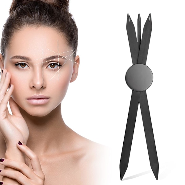 Øjenbrynslineal Rustfrit Stål Tattoo Øjenbrynsskabelon Lineal Tre-punkts Positionering Permanent Øjenbrynsmakeup Måling Symmetrisk værktøj (Sort)