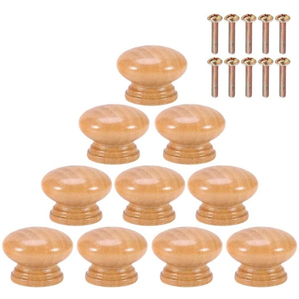 10 stk Runde Møbelknapper 24mm Tre Enkelt Hull Håndtak for
