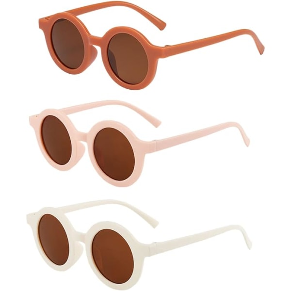3 stk søte runde solbriller for barn, mod stil solbriller Par