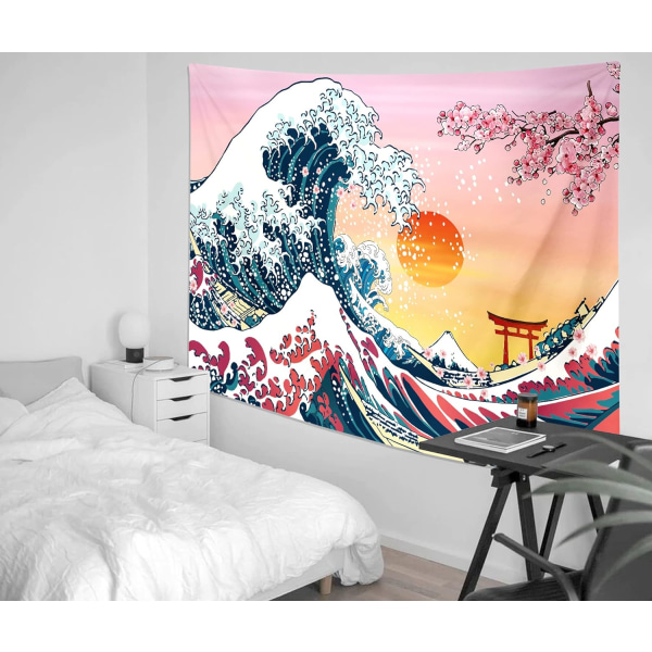 Japanese Tapestry The Great Wave off Kanagawa Sunset Wall Hanging