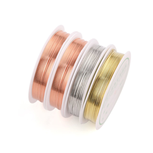 4 Rullar Koppar Smyckestråd, Trådtjocklek 0,3 mm, 15 m Roséguld